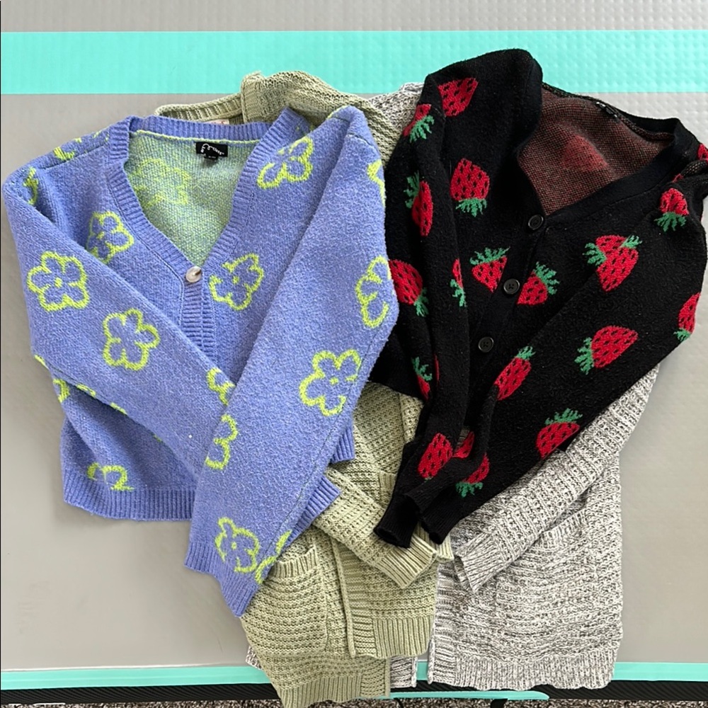 Floral and Strawberry Cardigan Set
